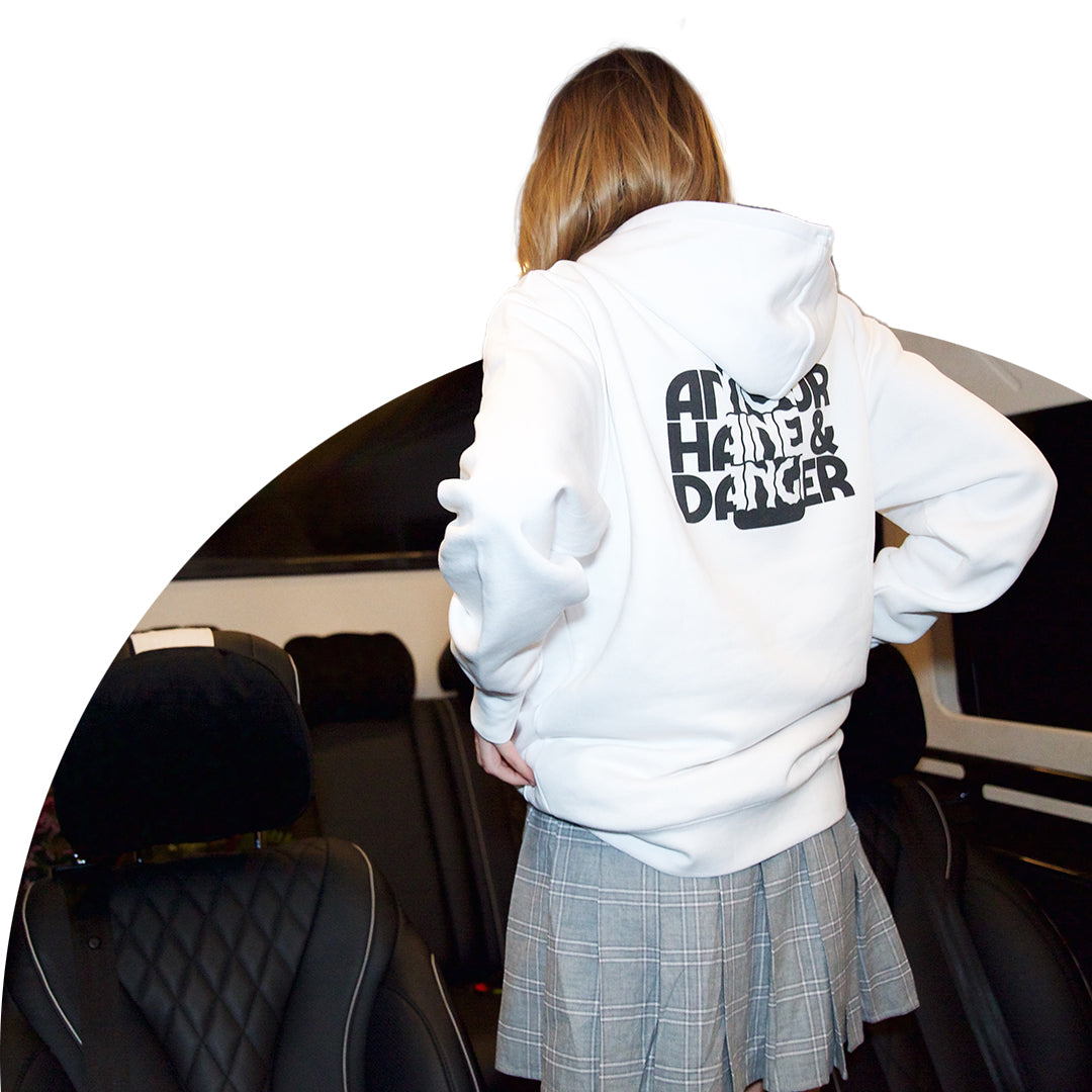 Hoodie blanc Amour Haine & Danger